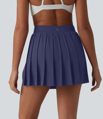 Breezeful™ High Waisted Pleated 2-in-1 Pocket Adjustable Buckle Mini Quick Dry Party Skirt