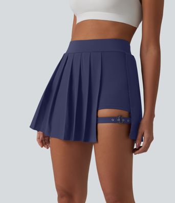 Breezeful™ High Waisted Pleated 2-in-1 Pocket Adjustable Buckle Mini Quick Dry Party Skirt
