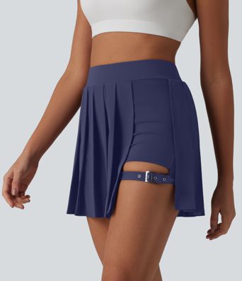 Breezeful™ High Waisted Pleated 2-in-1 Pocket Adjustable Buckle Mini Quick Dry Party Skirt