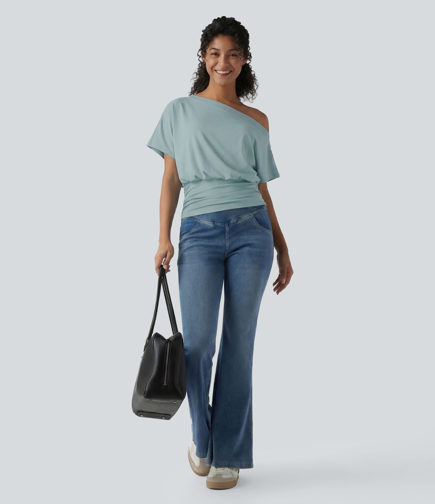 One Shoulder Short Sleeve Ruched Casual Top One Shoulder Short Sleeve Ruched Casual Top