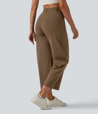 DayStretch - Lässige Hose mit hohem Bund, Seitentaschen und Barrel-Leg