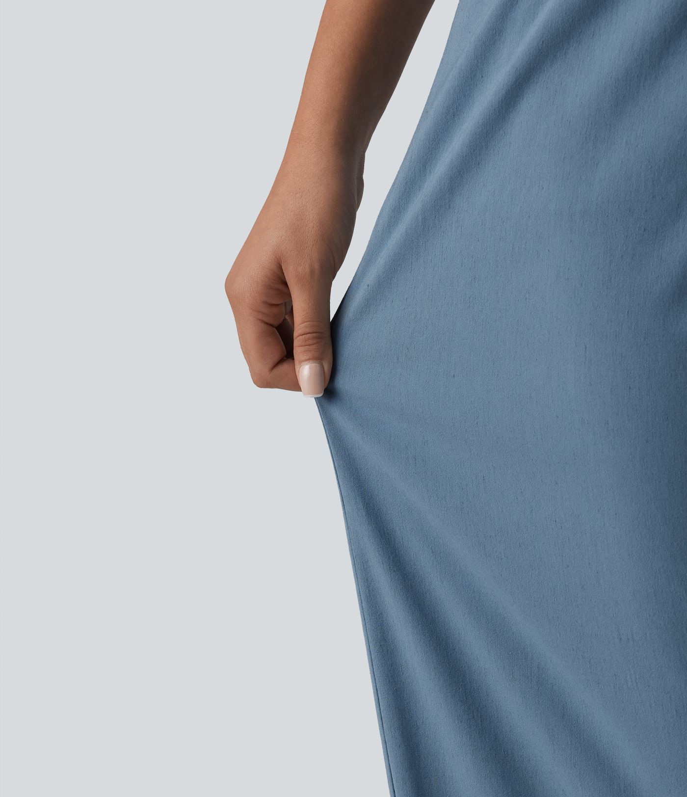 Pantalon casual taille haute en lin stretch coupe barrel avec poches