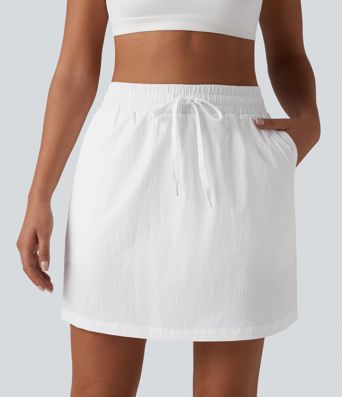 High Waisted Drawstring 2-in-1 Hiking Skirt with Pockets