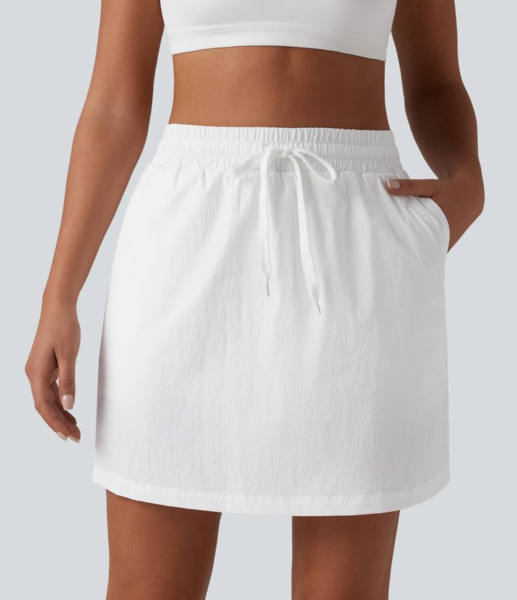High Waisted Drawstring 2-in-1 Hiking Skirt with Pockets