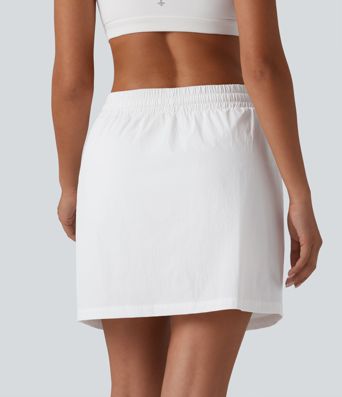 High Waisted Drawstring 2-in-1 Hiking Skirt with Pockets
