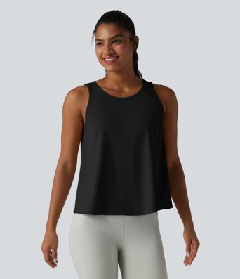 SoftlyZero™ QuickDry Crossover Flounce Hem Relaxed Yoga Tank Top