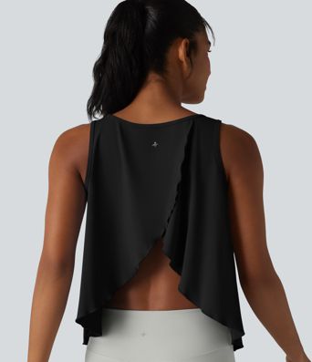 SoftlyZero™ QuickDry Crossover Flounce Hem Relaxed Yoga Tank Top
