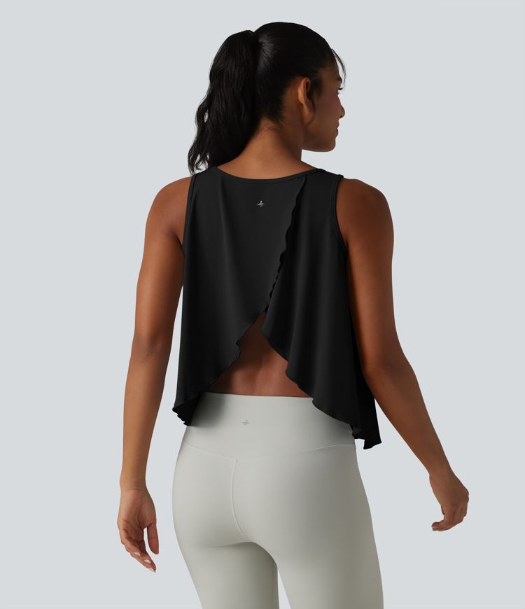 SoftlyZero™ QuickDry Crossover Flounce Hem Relaxed Yoga Tank Top