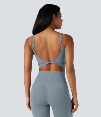 Halara UltraSculpt™ Double Straps Twisted Backless Cropped Yoga Tank Top
