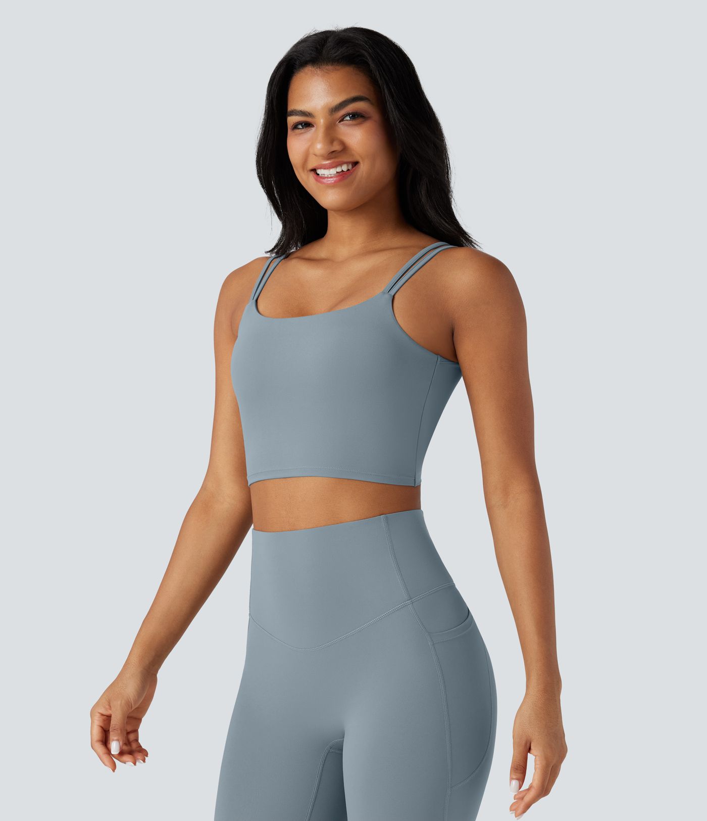 Halara UltraSculpt™ Double Straps Twisted Backless Cropped Yoga Tank Top