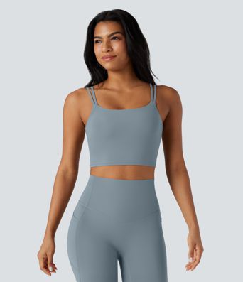 Halara UltraSculpt™ Double Straps Twisted Backless Cropped Yoga Tank Top