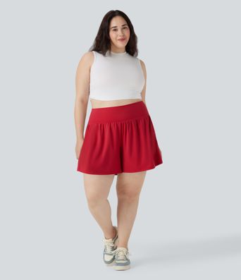 Softlyzero™ Airy Super High Waisted 2-in-1  Yoga Plus Size Shorts 7" with Pockets