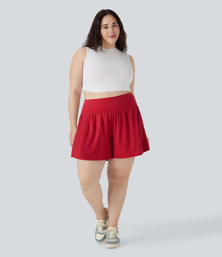 Softlyzero™ Airy Super High Waisted 2-in-1  Yoga Plus Size Shorts 7" with Pockets