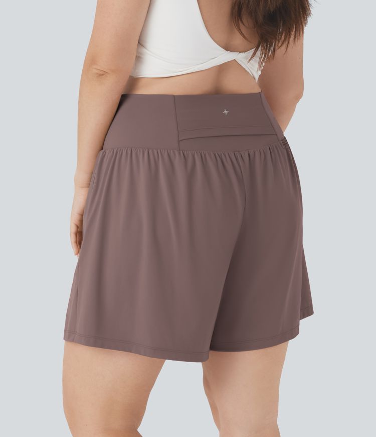 Softlyzero™ Airy Super High Waisted 2-in-1 Cool Touch Yoga Plus Size Shorts 7" with Pockets Softlyzero™ Airy Super High Waisted 2-in-1 Cool Touch Yoga Plus Size Shorts 7" with Pockets