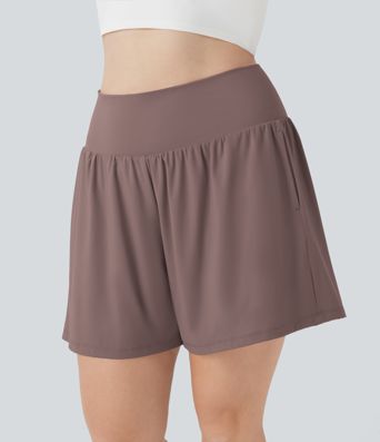 Softlyzero™ Airy Super High Waisted 2-in-1 Cool Touch Yoga Plus Size Shorts 7" with Pockets Softlyzero™ Airy Super High Waisted 2-in-1 Cool Touch Yoga Plus Size Shorts 7" with Pockets