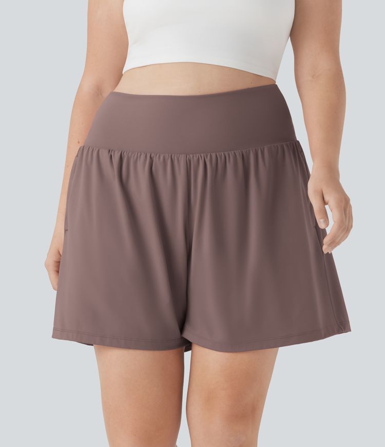 Softlyzero™ Airy Super High Waisted 2-in-1 Cool Touch Yoga Plus Size Shorts 7" with Pockets Softlyzero™ Airy Super High Waisted 2-in-1 Cool Touch Yoga Plus Size Shorts 7" with Pockets