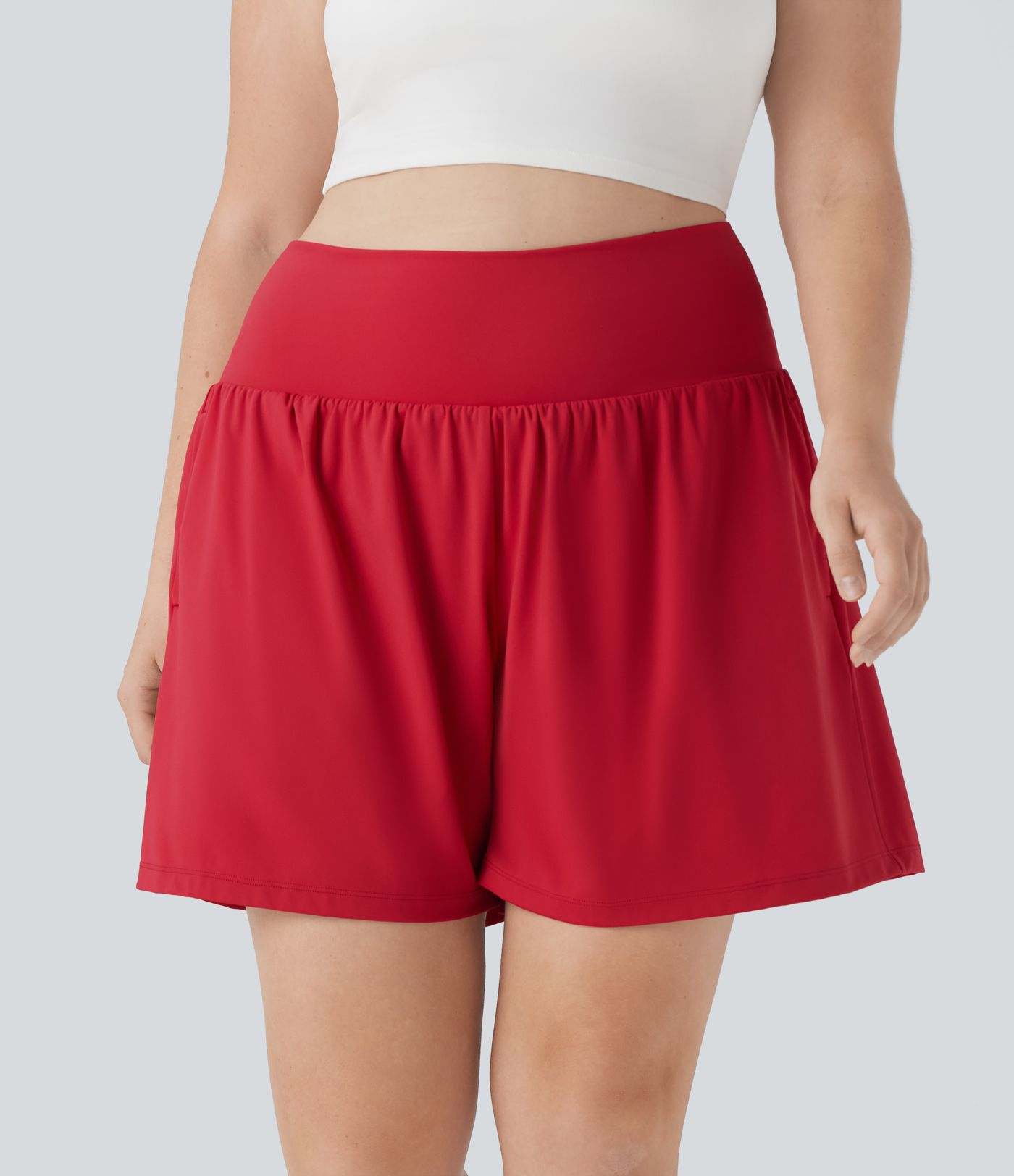 Softlyzero™ Airy Super High Waisted 2-in-1  Yoga Plus Size Shorts 7" with Pockets