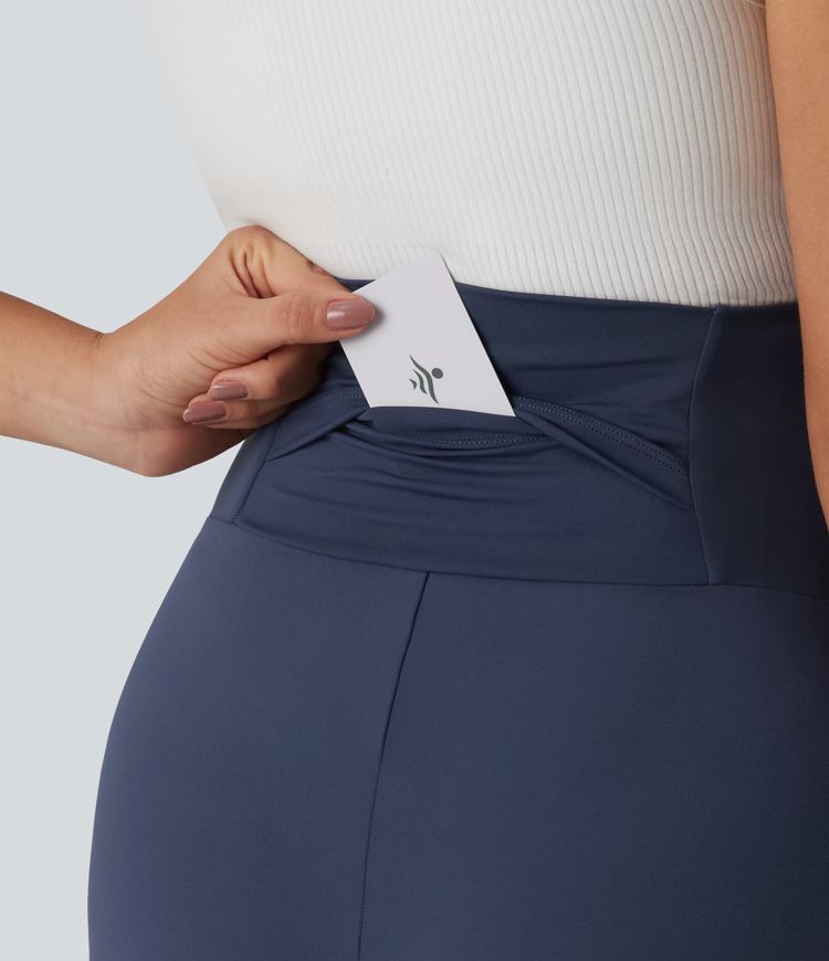 SoftlyZero™ Airy Super High Waisted Cool Touch Yoga Bermuda Maternity Shorts with Pockets