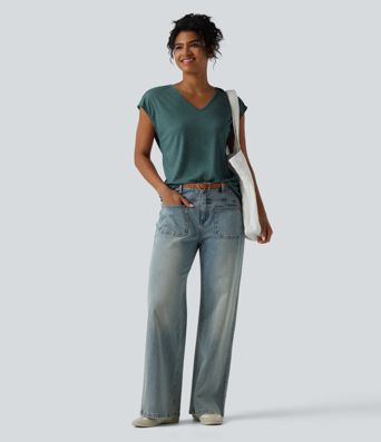 V Neck Short Sleeve Relaxed Heathered Casual T-Shirt V Neck Short Sleeve Relaxed Heathered Casual T-Shirt