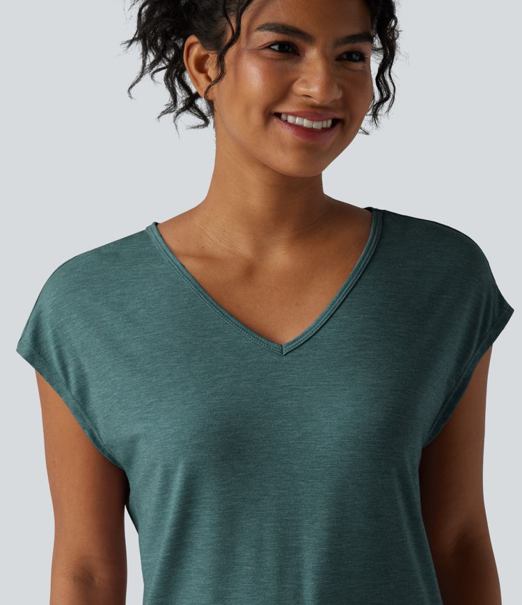 V Neck Short Sleeve Relaxed Heathered Casual T-Shirt V Neck Short Sleeve Relaxed Heathered Casual T-Shirt