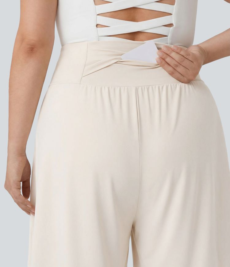 Plus Size SoftlyZero™ Airy High Waisted Cool Touch Yoga Bermuda Shorts with Pockets