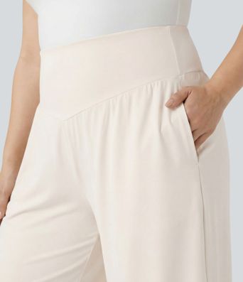 Plus Size SoftlyZero™ Airy High Waisted Cool Touch Yoga Bermuda Shorts with Pockets