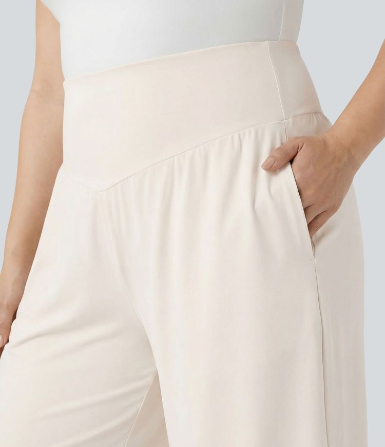 Plus Size SoftlyZero™ Airy High Waisted Cool Touch Yoga Bermuda Shorts with Pockets