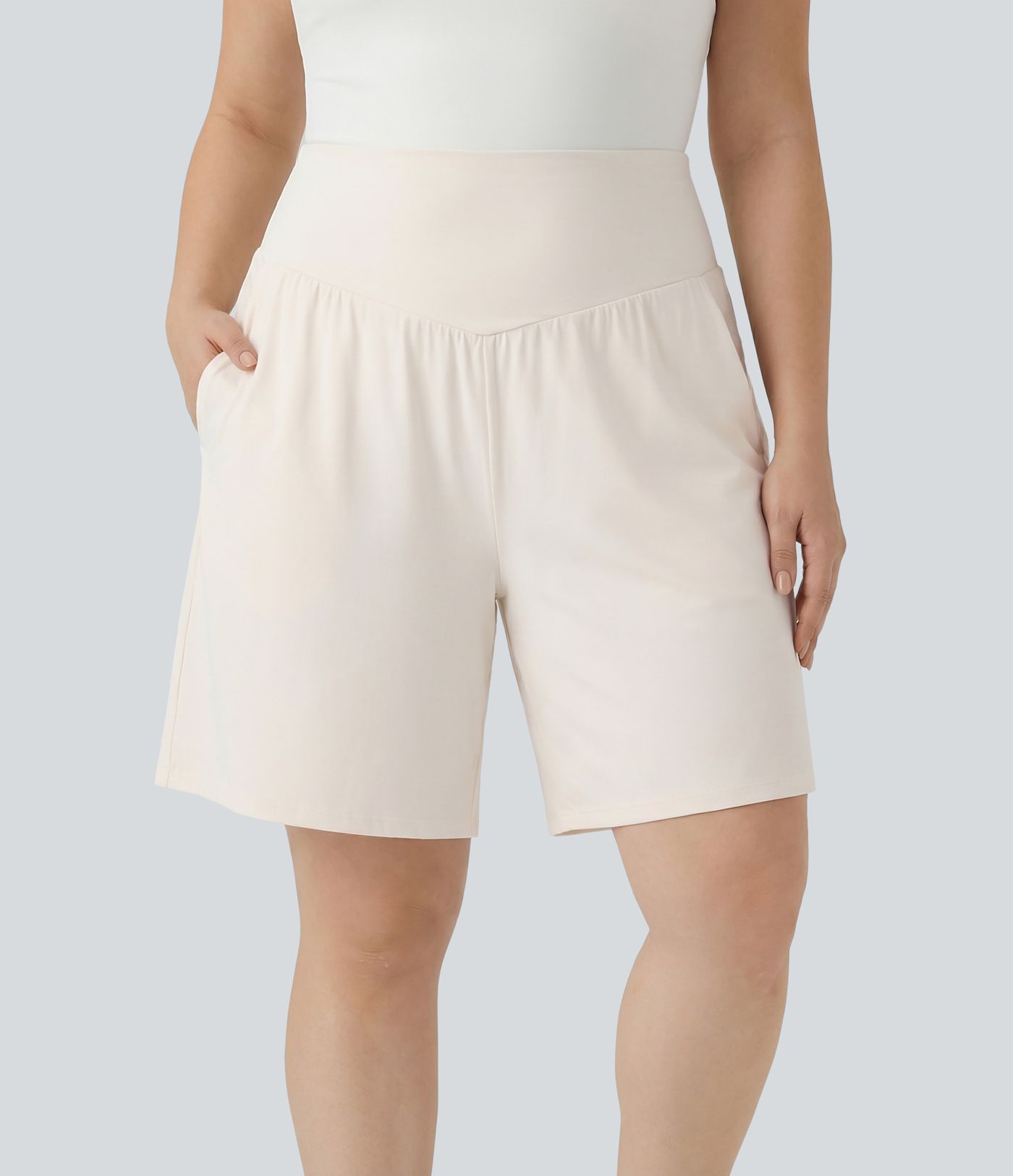 Plus Size SoftlyZero™ Airy High Waisted Cool Touch Yoga Bermuda Shorts with Pockets