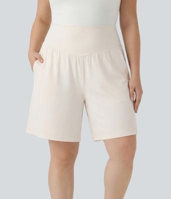 Plus Size SoftlyZero™ Airy High Waisted Cool Touch Yoga Bermuda Shorts with Pockets