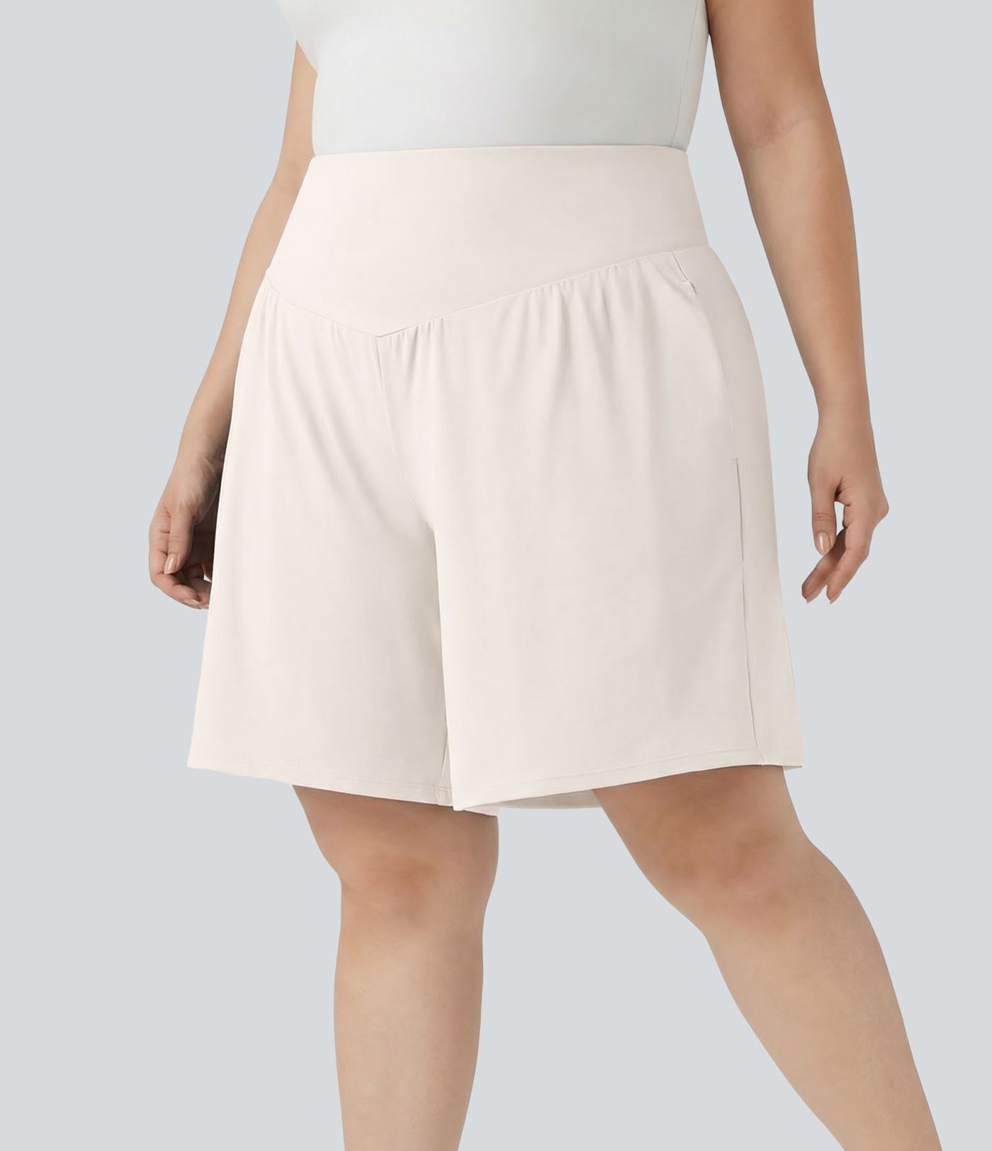 Plus Size SoftlyZero™ Airy High Waisted Cool Touch Yoga Bermuda Shorts with Pockets