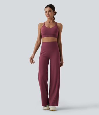 SoftlyZero™ Pantalon yoga coupe droite gainant taille haute à fronces - UPF50+