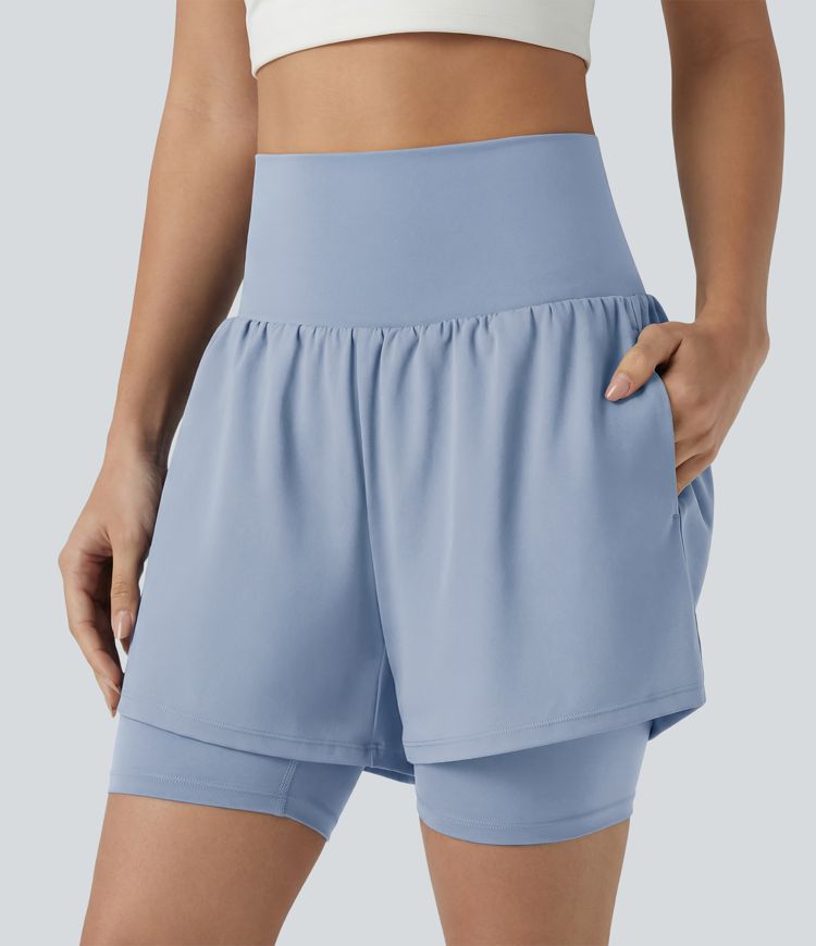 SoftlyZero™ Airy Super High Waisted 2-in-1 Cool Touch Yoga Shorts 7'' with Pockets