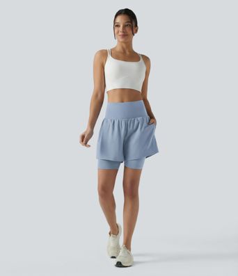 SoftlyZero™ Airy Super High Waisted 2-in-1 Cool Touch Yoga Shorts 7'' with Pockets