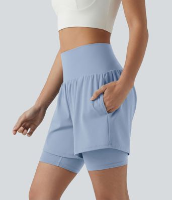 SoftlyZero™ Airy Super High Waisted 2-in-1 Cool Touch Yoga Shorts 7'' with Pockets