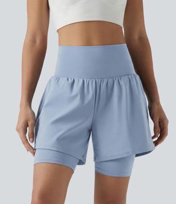 SoftlyZero™ Airy Super High Waisted 2-in-1 Cool Touch Yoga Shorts 7'' with Pockets