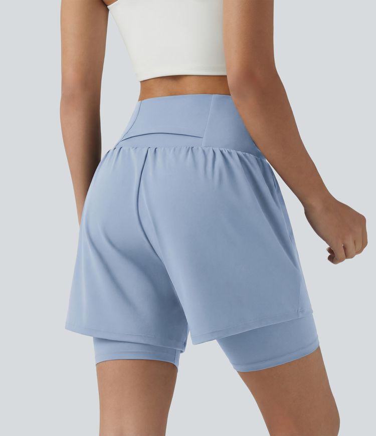 SoftlyZero™ Airy Super High Waisted 2-in-1 Cool Touch Yoga Shorts 7'' with Pockets