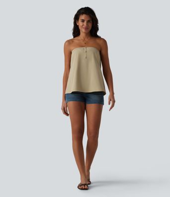 Tube Stretchy Poplin Casual Tank Top