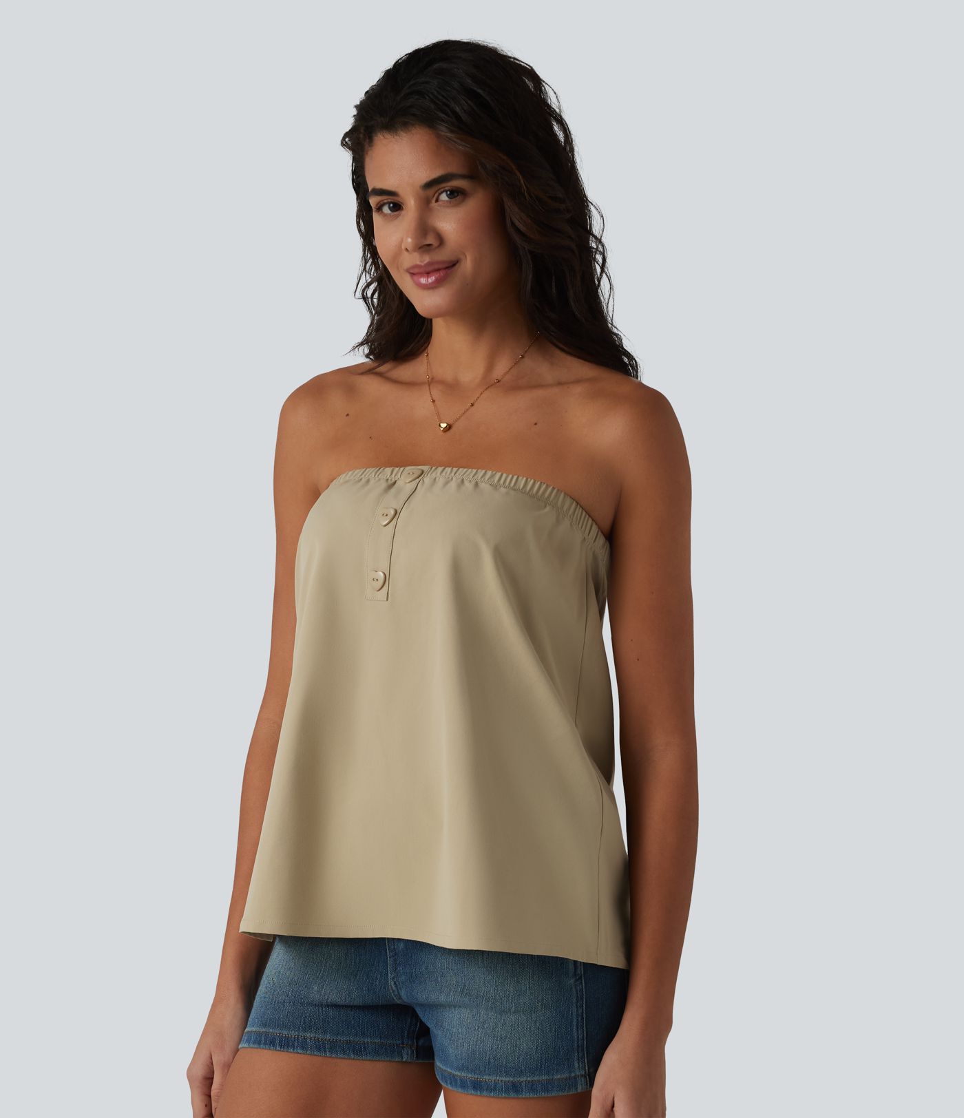 Tube Stretchy Poplin Casual Tank Top