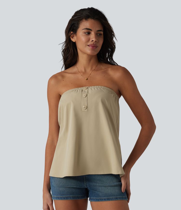Tube Stretchy Poplin Casual Tank Top