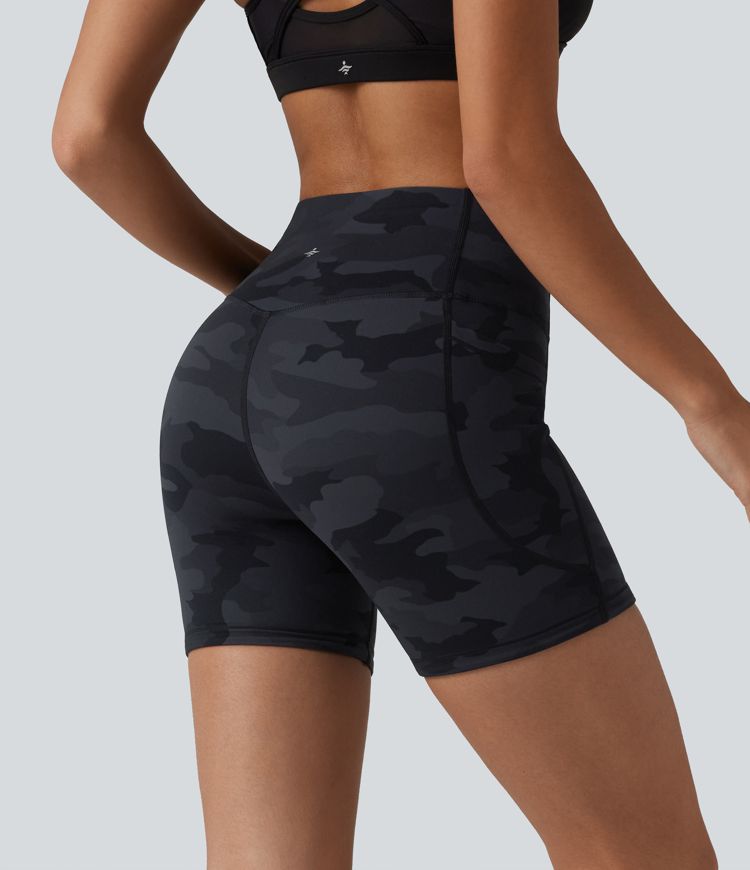Halara UltraSculpt™ Camo Print High Waisted Tummy Control Training Biker Shorts 5'' with Pockets