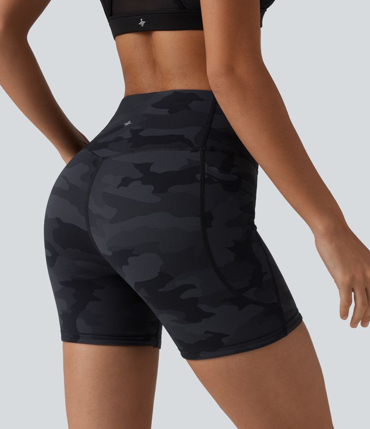 Halara UltraSculpt™ Camo Print High Waisted Tummy Control Training Biker Shorts 5'' with Pockets