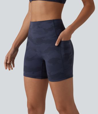 Halara UltraSculpt™ Camo Print High Waisted Tummy Control Training Biker Shorts 5'' with Pockets