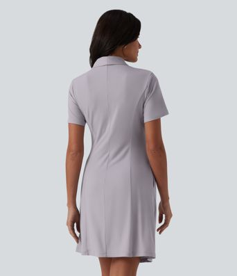 Shawl Collar Short Sleeve Mini Work Dress