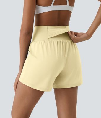 Short yoga 2-en-1 SoftlyZero™ aérien taille super haute toucher frais 12,5 cm avec poches - Longueur extended
