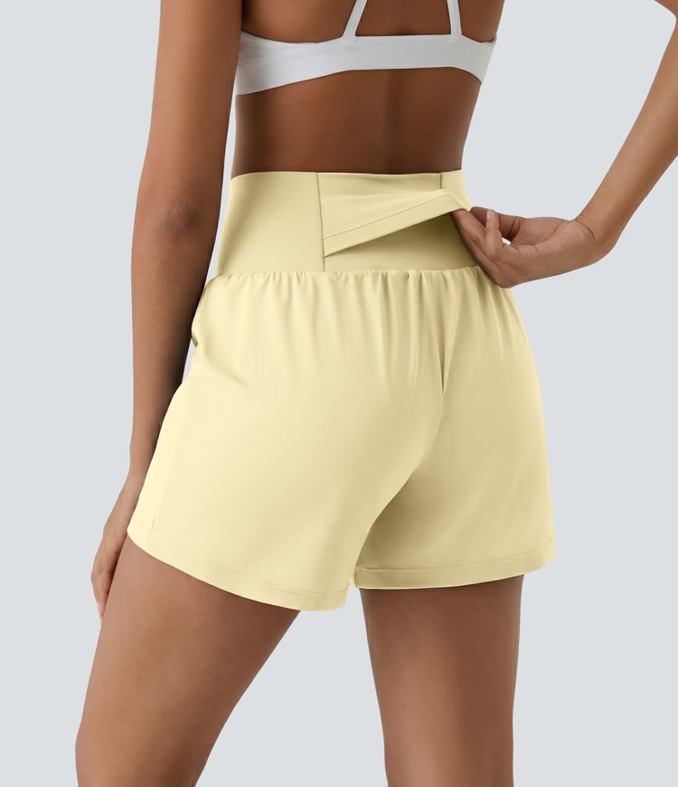 Short yoga 2-en-1 SoftlyZero™ aérien taille super haute toucher frais 12,5 cm avec poches - Longueur extended
