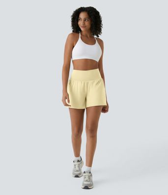 Short yoga 2-en-1 SoftlyZero™ aérien taille super haute toucher frais 12,5 cm avec poches - Longueur extended