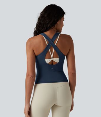 OneForm Seamless Flow U Neck Built-in Bra Color Block Yoga Tank Top
