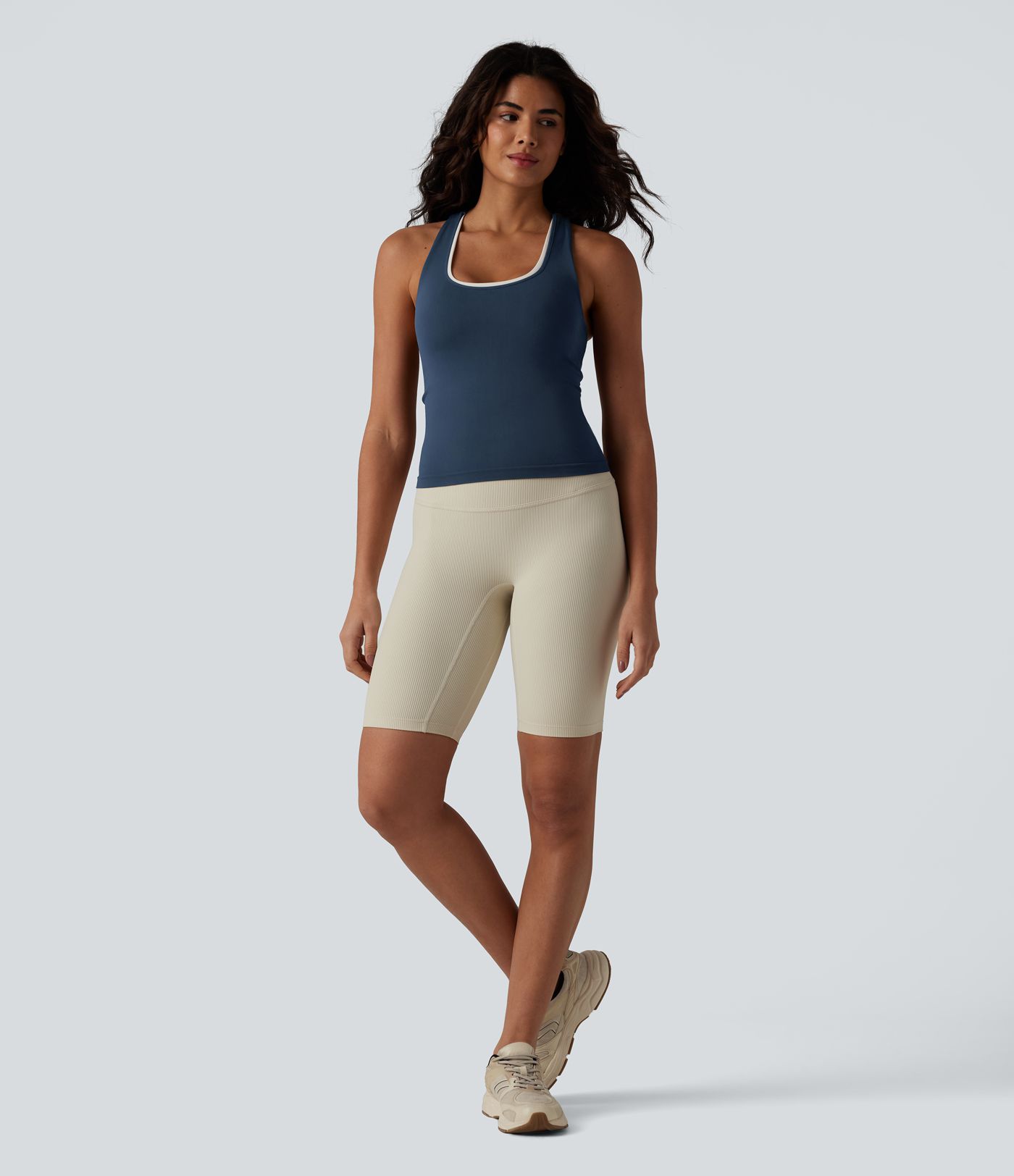OneForm Seamless Flow U Neck Built-in Bra Color Block Yoga Tank Top