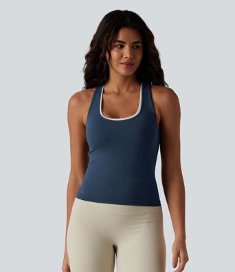 OneForm Seamless Flow U Neck Built-in Bra Color Block Yoga Tank Top