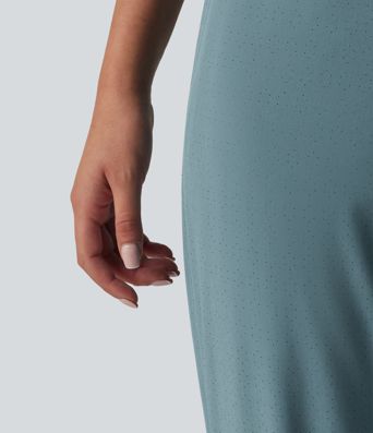 High Waisted Inner Drawstring Eyelet 2-in-1 Zip Hem Quick Dry Running Joggers with Pockets